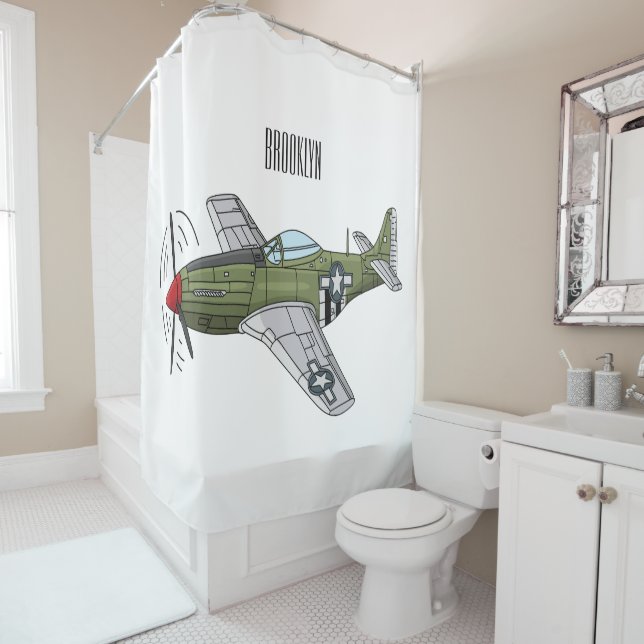 Rideaux De Douche Illustration d'un avion militaire (En situation)