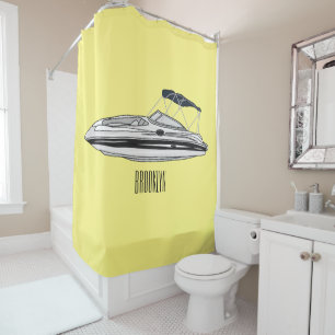 Rideaux De Douche Illustration d'un bateau à moteur