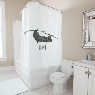 Rideaux De Douche Illustration d'un hélicoptère de l'armée de Chinoo