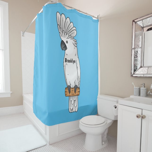 Rideaux De Douche Illustration d'un oiseau de cobaye-parapluie (En situation)