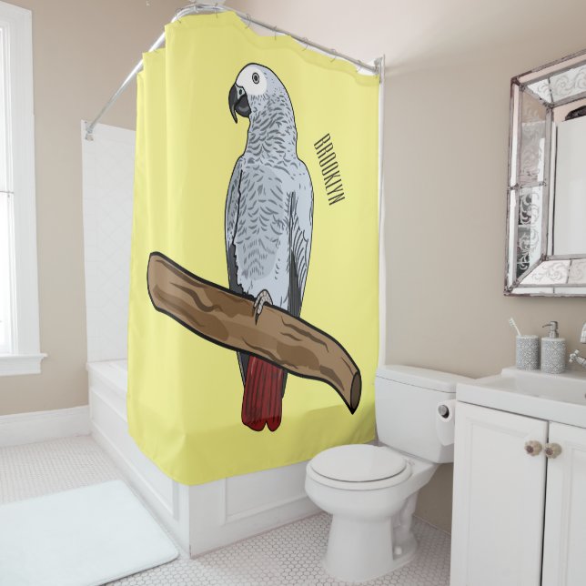 Rideaux De Douche Illustration d'un perroquet gris en Afrique (En situation)