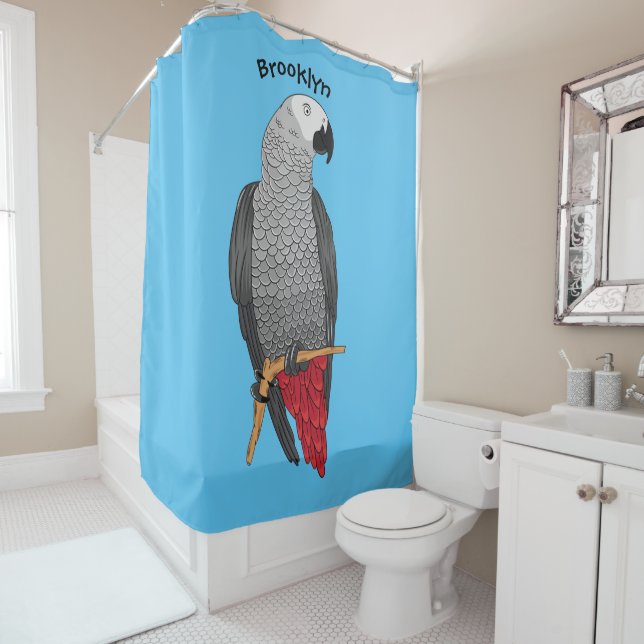 Rideaux De Douche Illustration d'un perroquet gris en Afrique (En situation)