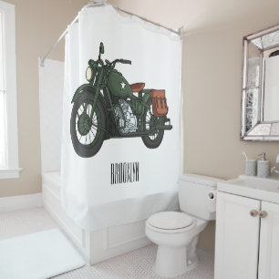 Rideaux De Douche Illustration d'une moto de croiseur militaire