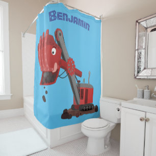 Rideaux De Douche Illustration d'une pelle à vapeur rouge mou