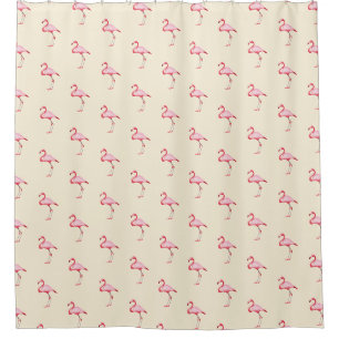 Rideaux De Douche Illustration Flamant rose rose Motif tropical Past