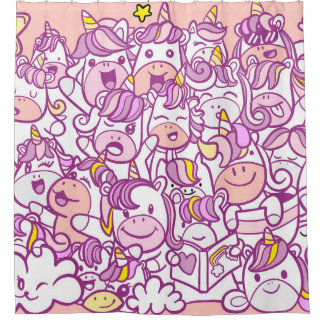 Rideaux De Douche Illustration, mignonne licorne et collection de po