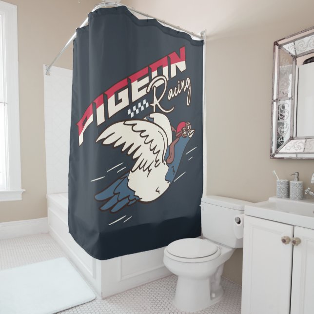 Rideaux De Douche Illustration Pigeon Racing (En situation)