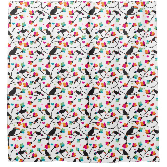 Rideaux De Douche illustration tropicale d'oiseau mignon de toucan (Devant)