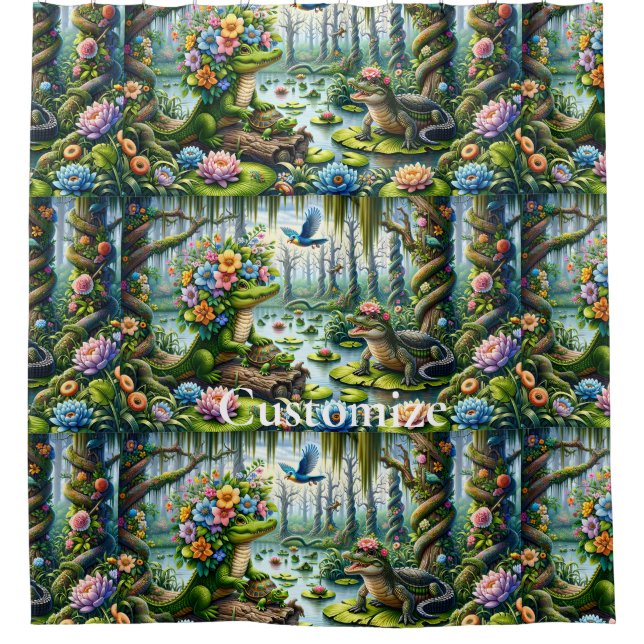 Rideaux De Douche Imaginaire alligator marécage Thunder_Cove (Devant)