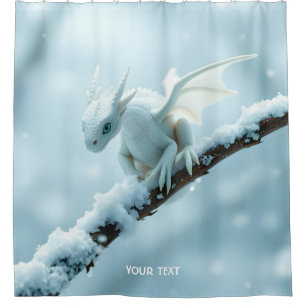 Rideaux De Douche Imaginaire Bébé blanc mignon Dragon