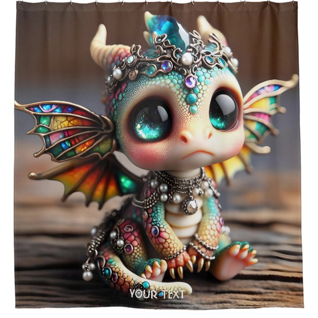 Rideaux De Douche Imaginaire Bébé mignon Dragon Verre (Devant)
