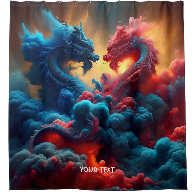 Rideaux De Douche Imaginaire Bleu Rouge Bleu mignon (Devant)