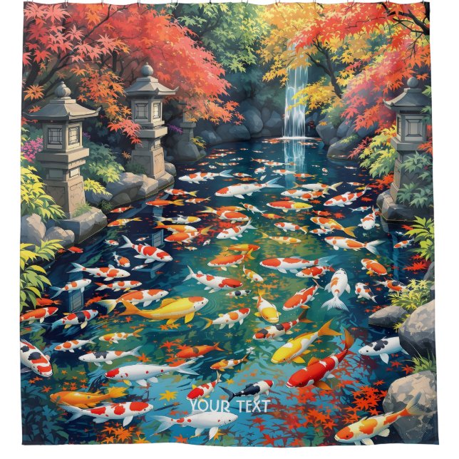 Rideaux De Douche Imaginaire Cute Koi Fish Pond (Devant)