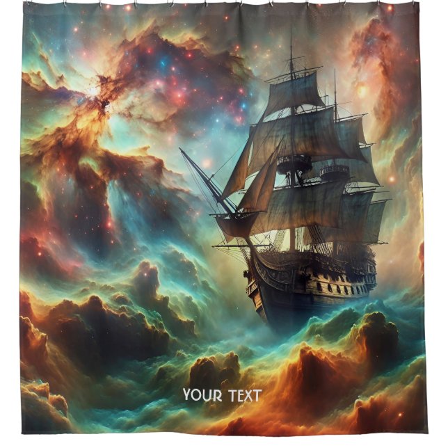 Rideaux De Douche Imaginaire Cute Navire Storm Space (Devant)