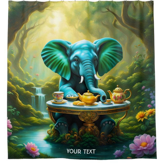 Rideaux De Douche Imaginaire Cute Vivid Baby Elephant Petit déjeuner (Devant)