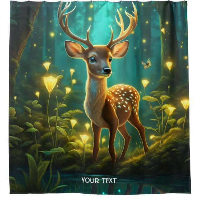Rideaux De Douche Imaginaire Cute Vivid Bébé Deer Forest (Devant)
