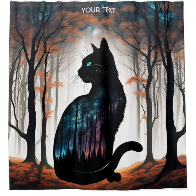 Rideaux De Douche Imaginaire Cute Vivid Forêt de Chat Noir (Devant)