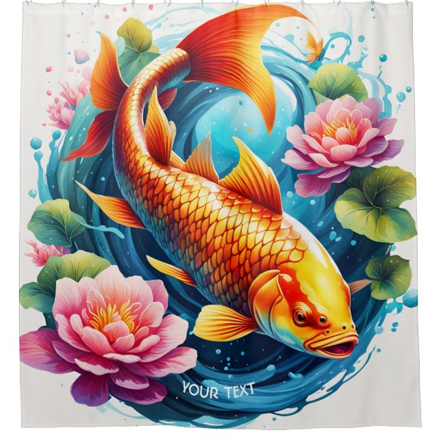 Rideaux De Douche Imaginaire Cute Vivid Poisson Fleurs de mer (Devant)