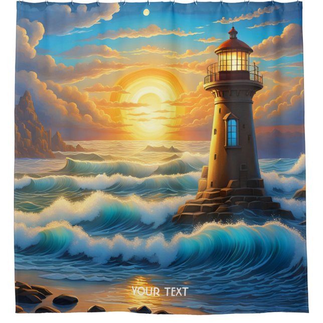 Rideaux De Douche Imaginaire Cute Vivid Sea Sun Storm (Devant)