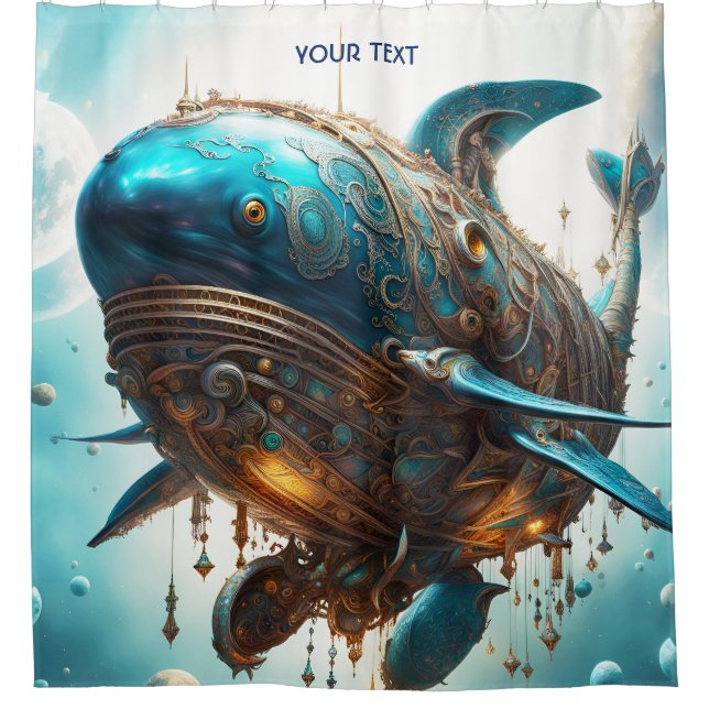 Rideaux De Douche Imaginaire Cute Vivid Steampunk Baleine Mer (Devant)