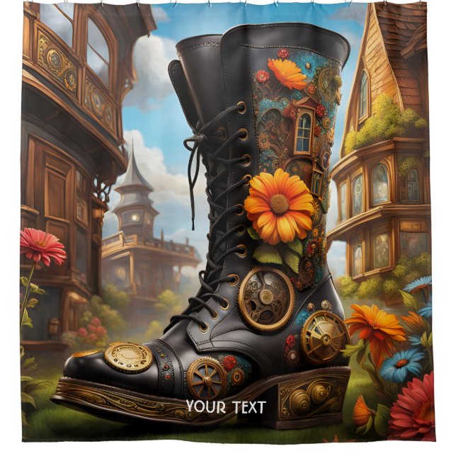 Rideaux De Douche Imaginaire Cute Vivid Steampunk Boot House. Parfai (Devant)