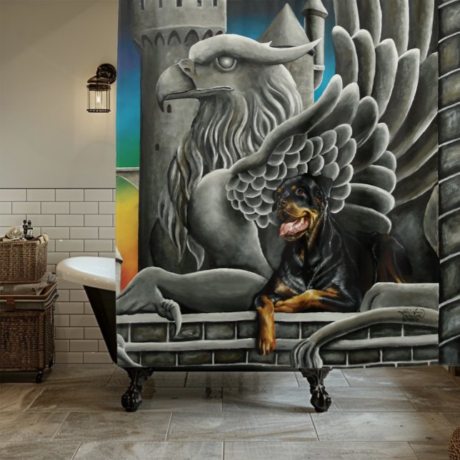 Rideaux De Douche Imaginaire de chien Rottweiler Gargoyle (Créateur téléchargé)