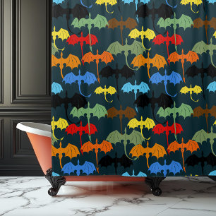 Rideaux De Douche Imaginaire de vol de l'aile Dragon Blue