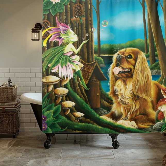 Rideaux De Douche Imaginaire du roi Charles Spaniel Sprite (Créateur téléchargé)
