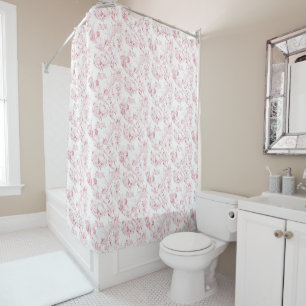 Rideaux De Douche Imaginaire Floral vintage gravé rose-toile