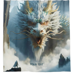Rideaux De Douche Imaginaire mignon grand dragon fort