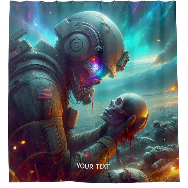 Rideaux De Douche Imaginaire mignon guerrier de l'espace deuil (Devant)