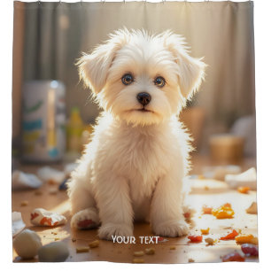 Rideaux De Douche Imaginaire mignon maltais joyeux chiot maltais
