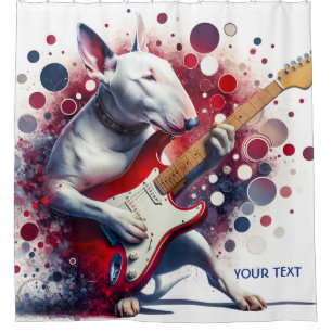 Rideaux De Douche Imaginaire mignonne Bull Terrier Guitare