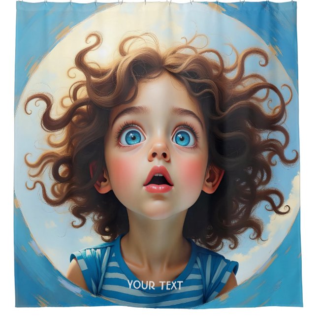 Rideaux De Douche Imaginaire mignonne fille yeux bleus (Devant)
