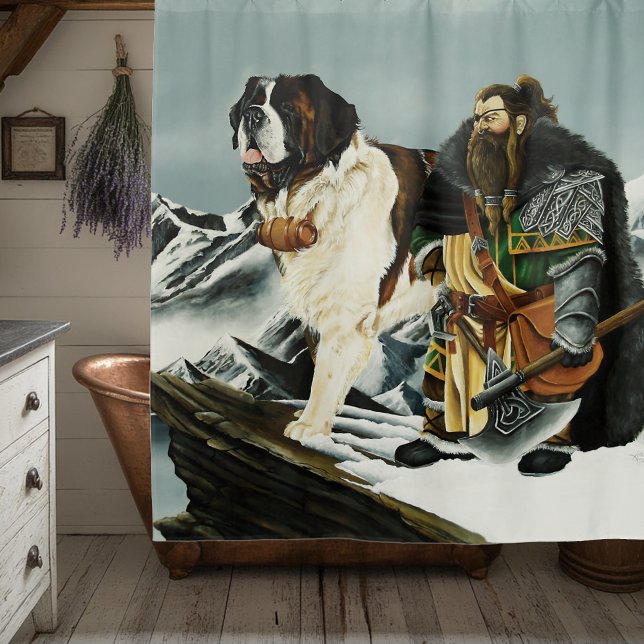 Rideaux De Douche Imaginaire nain Saint Bernard Dog (Créateur téléchargé)