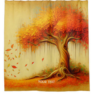 Rideaux De Douche Imaginaire Orange Chute Arbre