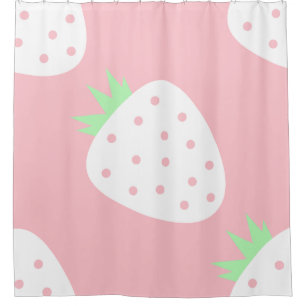 Rideaux De Douche impression de fraise blanche pastel rose