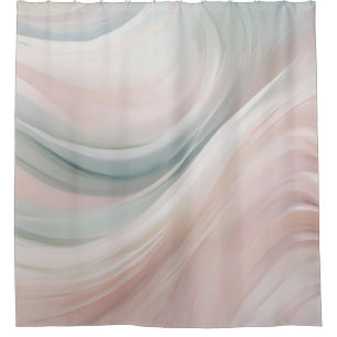 Rideaux De Douche Impression de tourbillon côtier abstrait rose et m