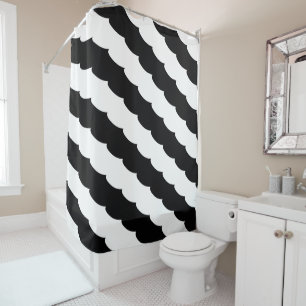 Rideaux De Douche Impression d'échelle de poisson noir et blanc