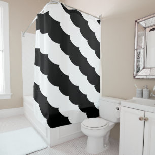 Rideaux De Douche Impression d'échelle de poisson noir et blanc