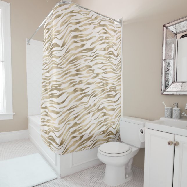 Rideaux De Douche Impression Gold Zebra (En situation)