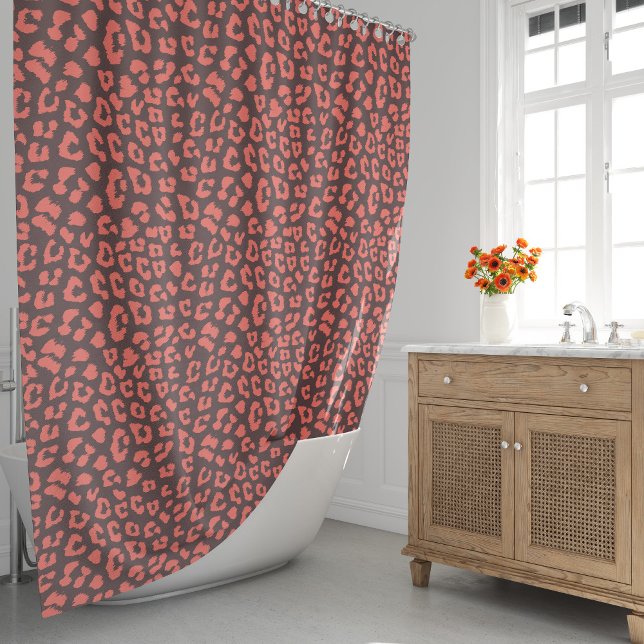 Rideaux De Douche Impression léopard marron corail (Coral Brown Leopard Print Shower Curtain by Looly Elzayat
)