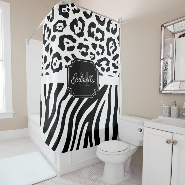 Rideaux De Douche Impression Lepard / Impression Zebra (En situation)