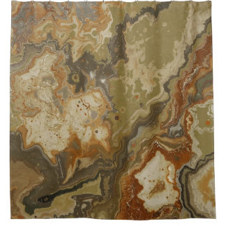 Rideaux De Douche Impression olive vert ambré abstrait rustique