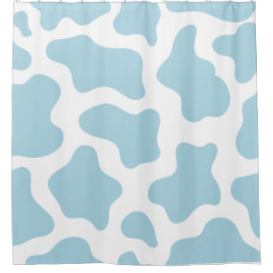 Rideaux De Douche imprimé de vache bleu pastel kawaii