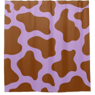 Rideaux De Douche imprimé de vache brun violet pastel