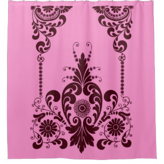 Rideaux De Douche imprimé fleurs roses et volutes