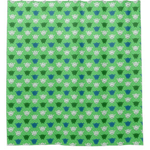 Rideaux De Douche imprimé lapin japonais, vert, bleu et blanc