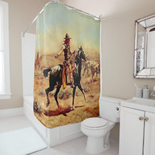 Rideaux De Douche "In the Alkali" Western Art by Charles M Russell