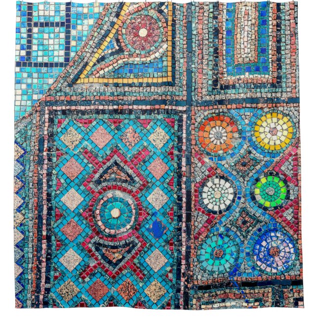 Rideaux De Douche incroyablement belle et vive mosaïque antique sur  (Devant)